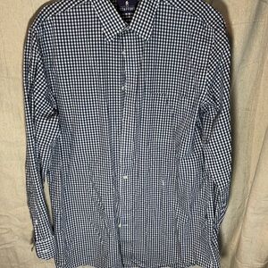 Stafford Men's Black and White Checkered Shirt